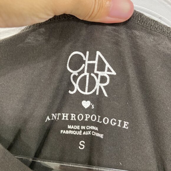 Chasor Anthropologie Small New York Graphic Brown Stretch Short Sleeve Tee - Picture 2 of 8